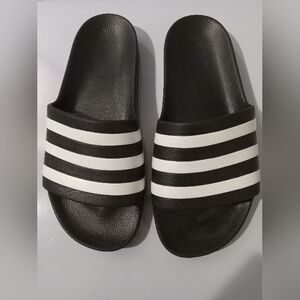 Adidas Black and White Slide Sandals‎